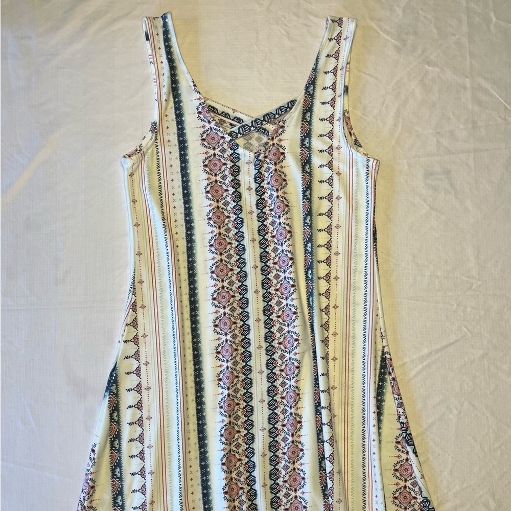 Red, White, and Blue Pattern Dress